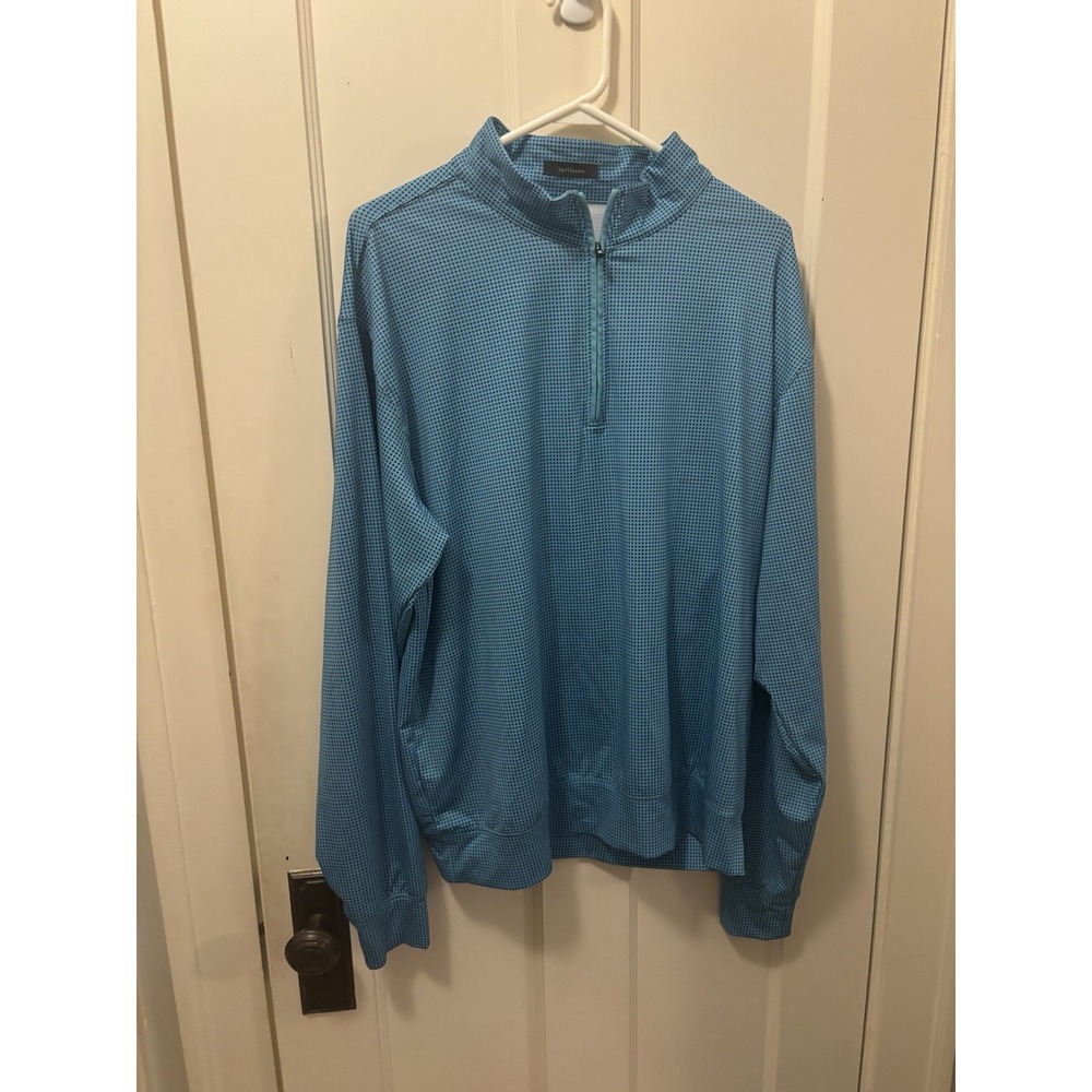 Turtleson Golf Performance 1/4 Zip Pullover Mens Blue Stretch Long Sleeve Geo L